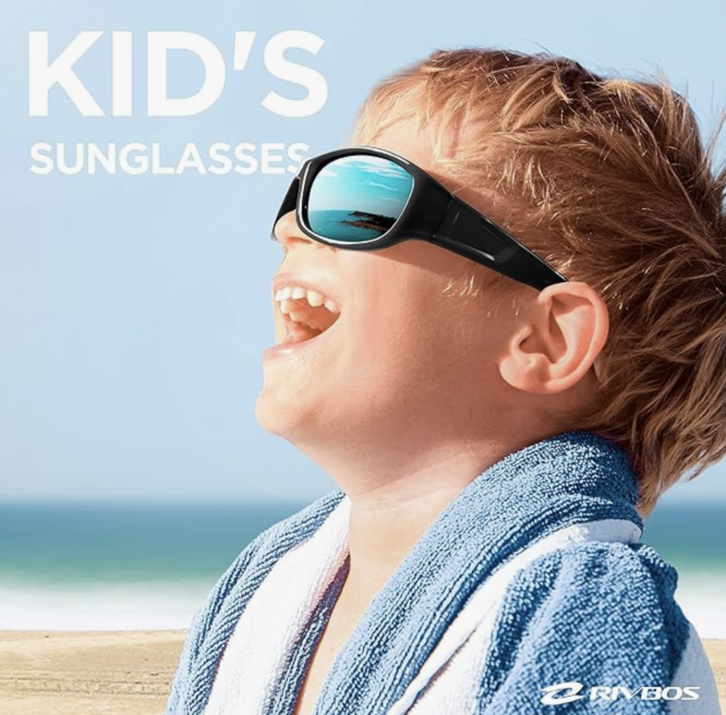 RIVBOS Kids Sunglasses for Girls Boys with Strap